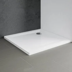 Duschwanne Mineralguss extra-flach Quadrat weiß 100 x 100 cm