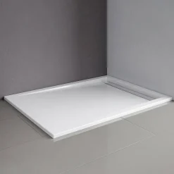 Duschwanne, Sanitäracryl, mit Rinne, Chromoptik, rechteckig, 120 x 80 x 2,5 cm