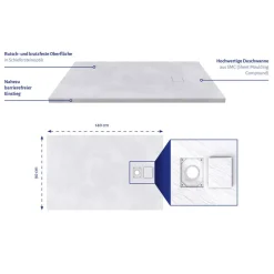 Duschwanne 'Stone' grau 80 x 120 x 2,6 cm