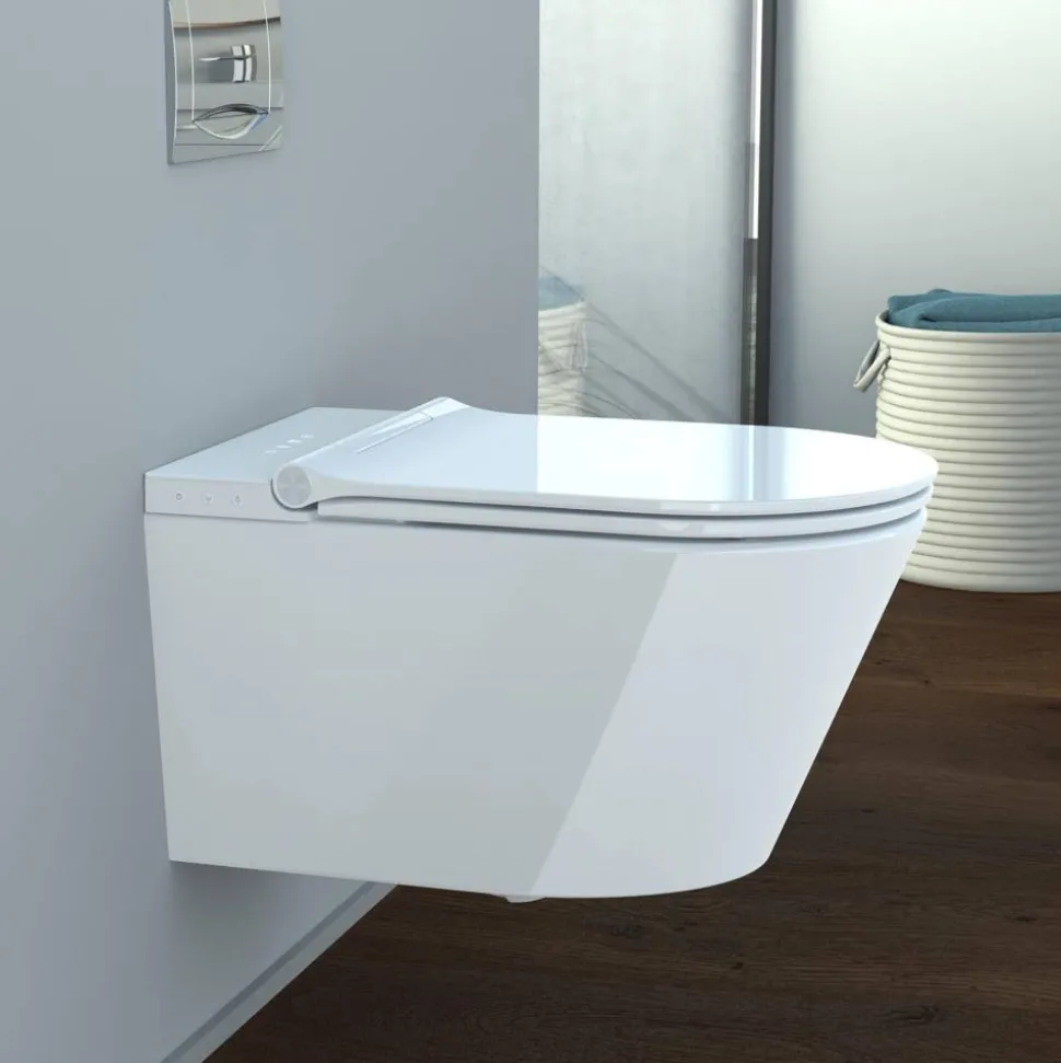Dusch-WC spülrandlos 'Cesari' inklusive WC-Sitz weiß