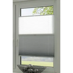 EasyFix Plissee 'Day + Night' weiß/schiefer 90 x 130 cm