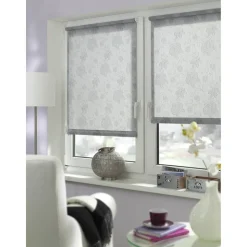 EasyFix Rollo 'Dekor' mit Stickerei silber 45 x 150 cm