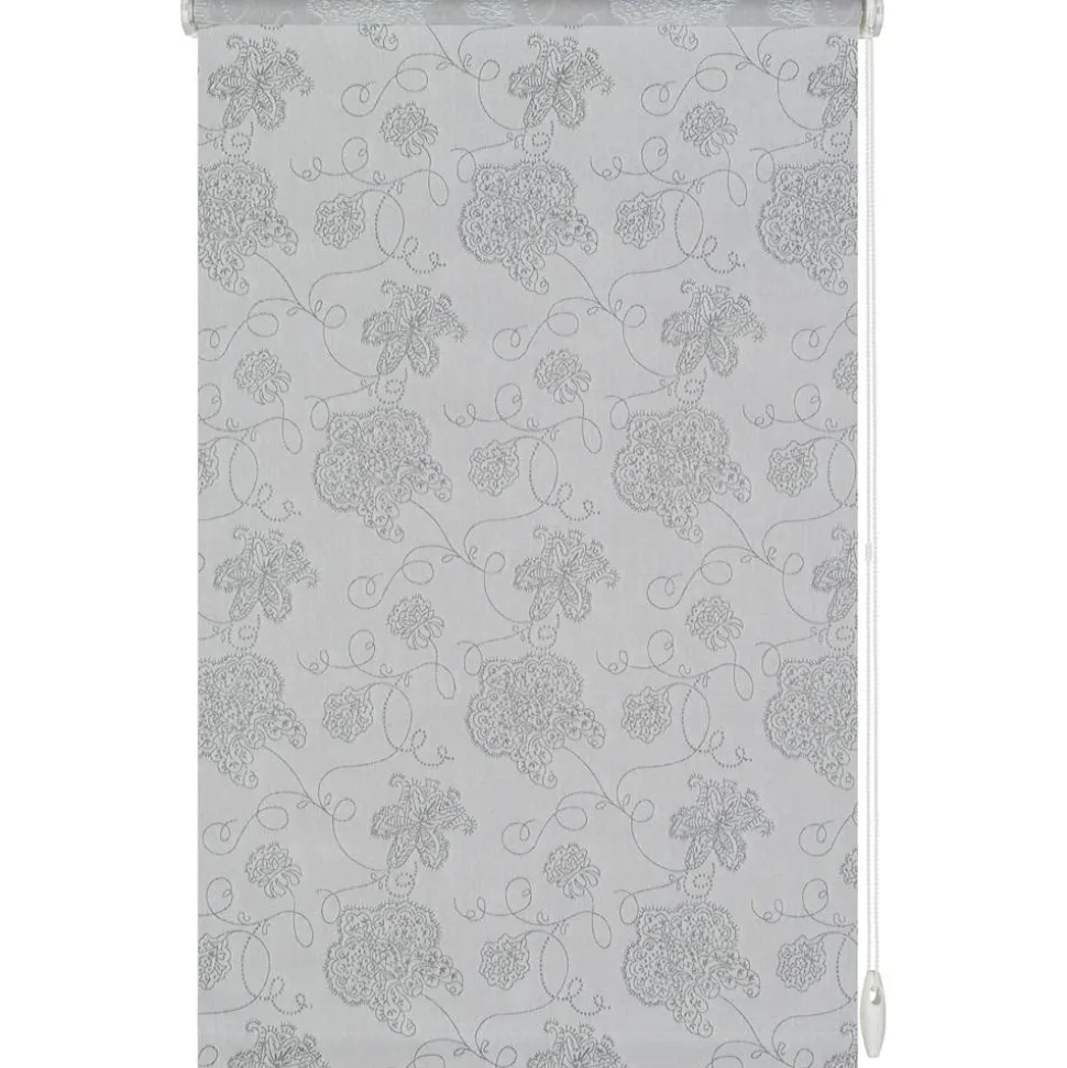 EasyFix Rollo 'Dekor' mit Stickerei silber 45 x 150 cm