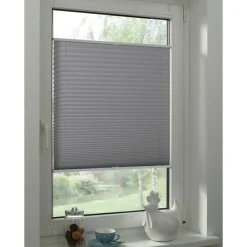 EasyFix-Plissee 'Greta' steingrau 70 x 130 cm 7-teilig