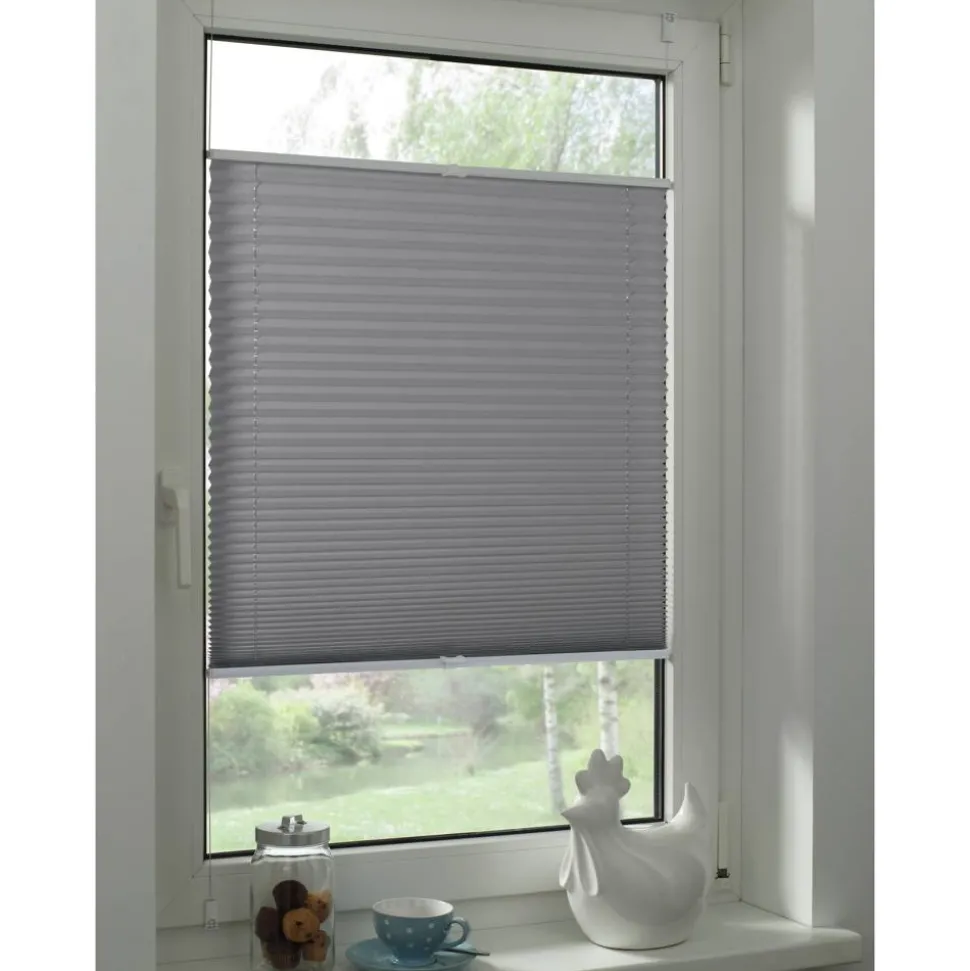 EasyFix-Plissee 'Greta' steingrau 90 x 130 cm 7-teilig