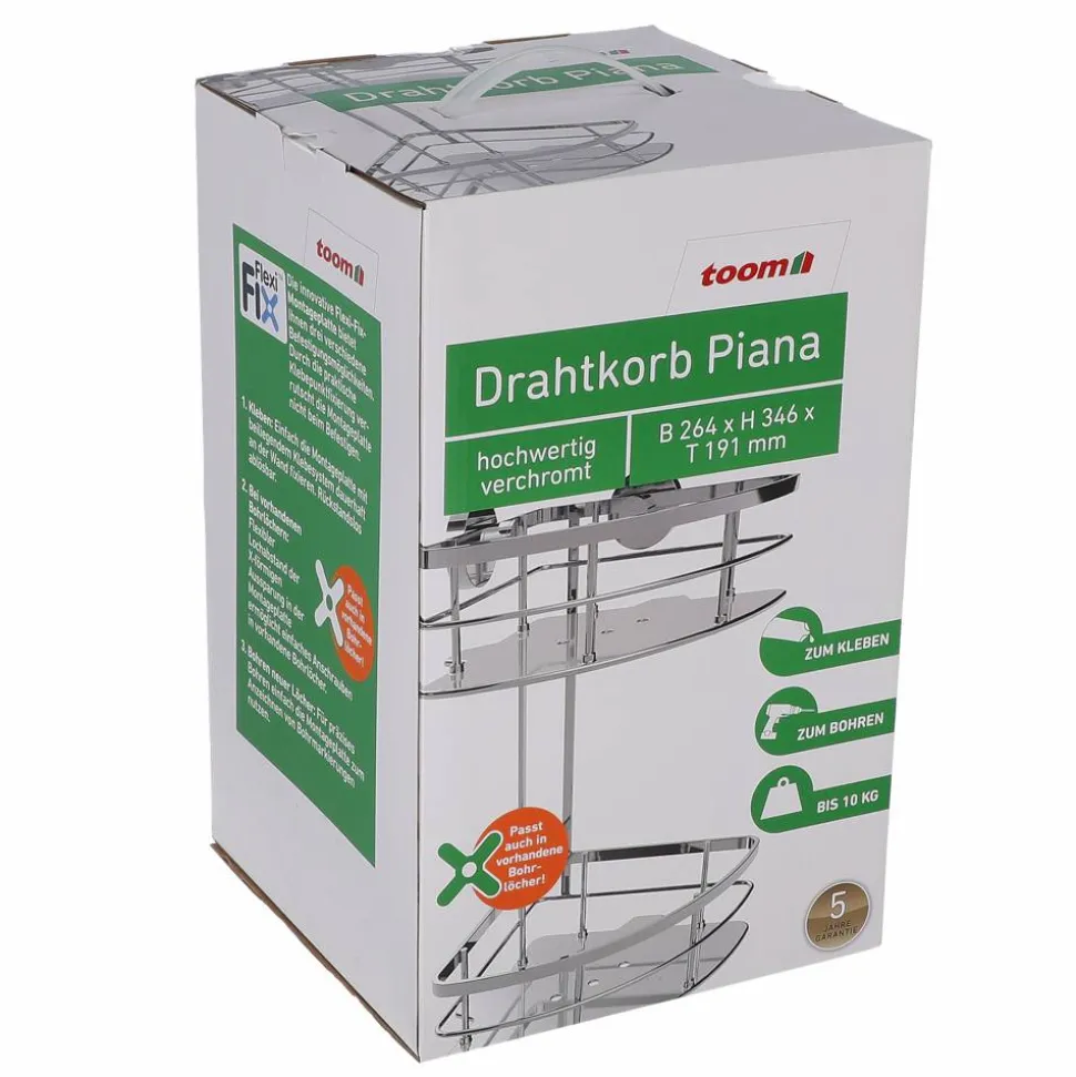 Eck-Drahtkorb 'Piana' 2 Etagen chromfarben
