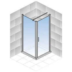 Eckdusche mit Drehtür 'Alexa Style 2.0' teilgerahmt, aluminiumfarben, 90 x 192 x 90 cm