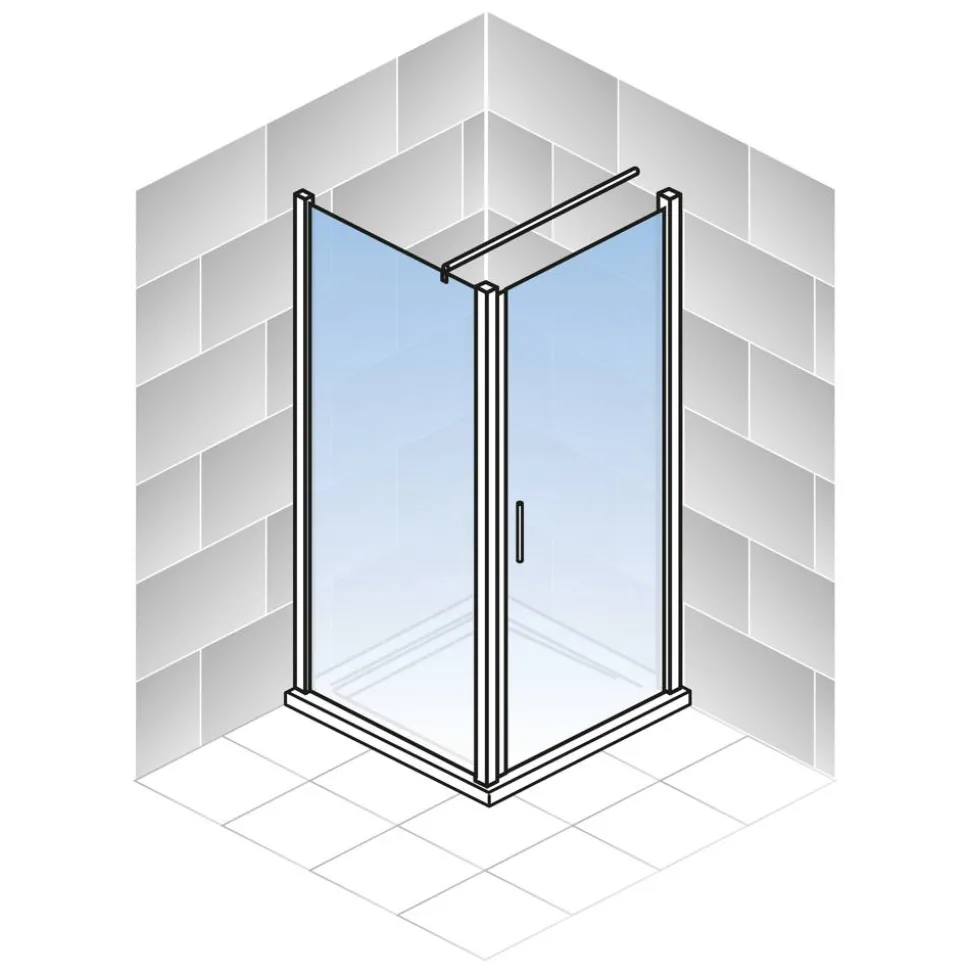 Eckdusche mit Drehtür 'Alexa Style 2.0' teilgerahmt, aluminiumfarben, 90 x 192 x 90 cm