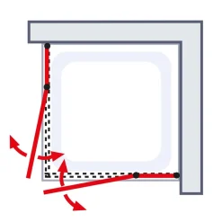 Eckdusche mit Drehtür 'Alexa Style 2.0' teilgerahmt, gestreift, aluminiumfarben, 90 x 192 x 90 cm
