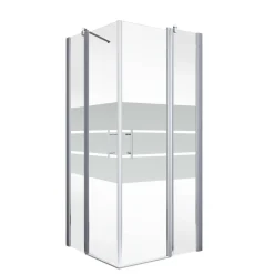 Eckdusche mit Drehtür 'Alexa Style 2.0' teilgerahmt, gestreift, aluminiumfarben, 90 x 192 x 90 cm