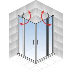 Eckdusche mit Drehtür 'Alexa Style 2.0' teilgerahmt, gestreift, aluminiumfarben, 90 x 192 x 90 cm