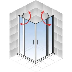 Eckdusche mit Drehtür 'Alexa Style 2.0' teilgerahmt, aluminiumfarben, 80 x 192 x 80 cm