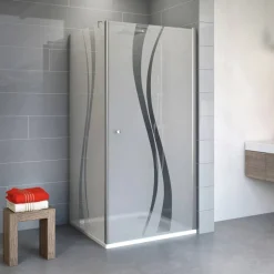Eckdusche mit Drehtür 'Alexa Style 2.0' teilgerahmt, Liane-Dekor, 90 x 192 x 90 cm