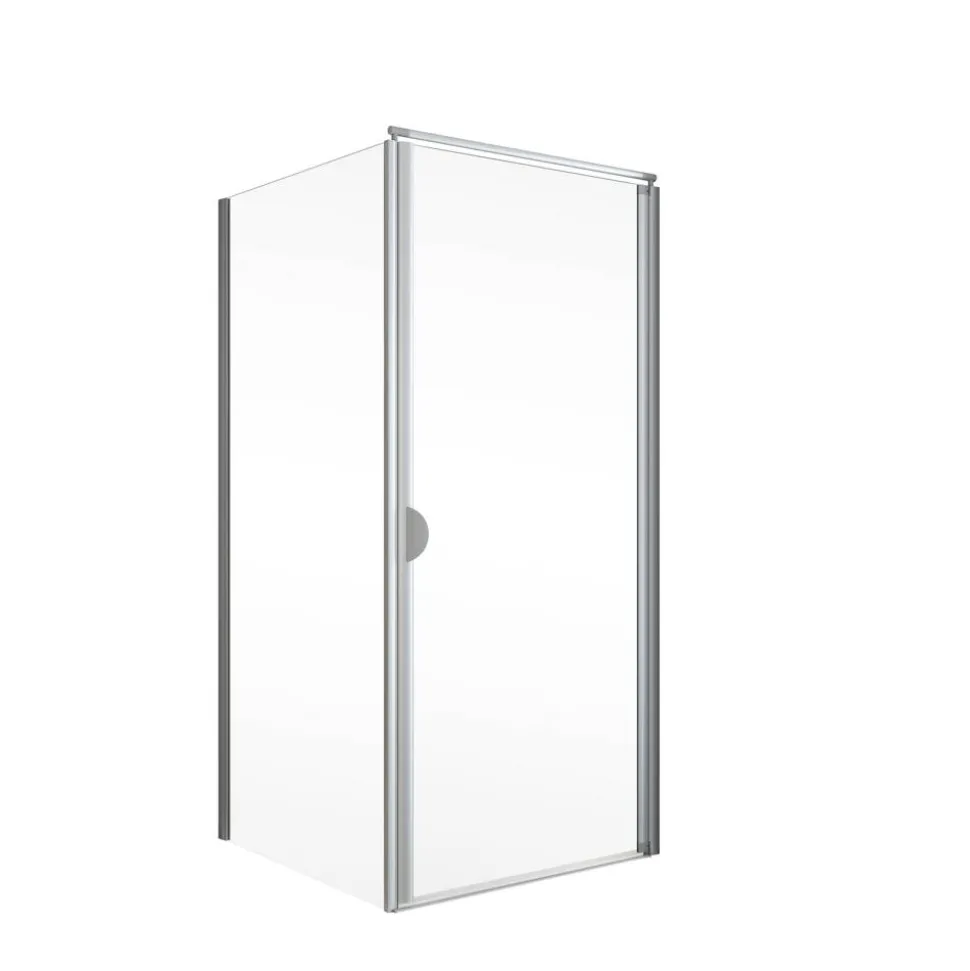 Eckdusche mit Drehtür 'Sunny' teilgerahmt, aluminiumfarben, 90 x 180 x 90 cm