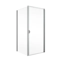 Eckdusche mit Drehtür 'Sunny' inkl. Seitenwand und Duschwanne flach 80 x 80 x 180 cm