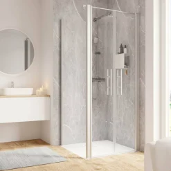 Eckdusche mit Pendeltür und Seitenwand 'Garant 2.0' aluminiumfarben 90 x 90 x 200 cm
