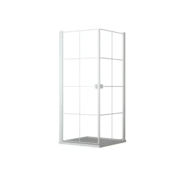 Eckdusche mit Schwingtüren vollgerahmt weiß, 90 x 90 x 200 cm