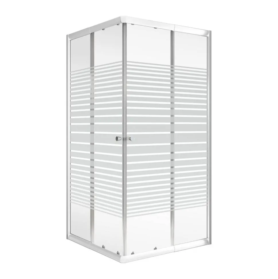 Eckdusche 'Sunny' gestreift weiß 75-90 x 75-90 x 180 cm vollgerahmt