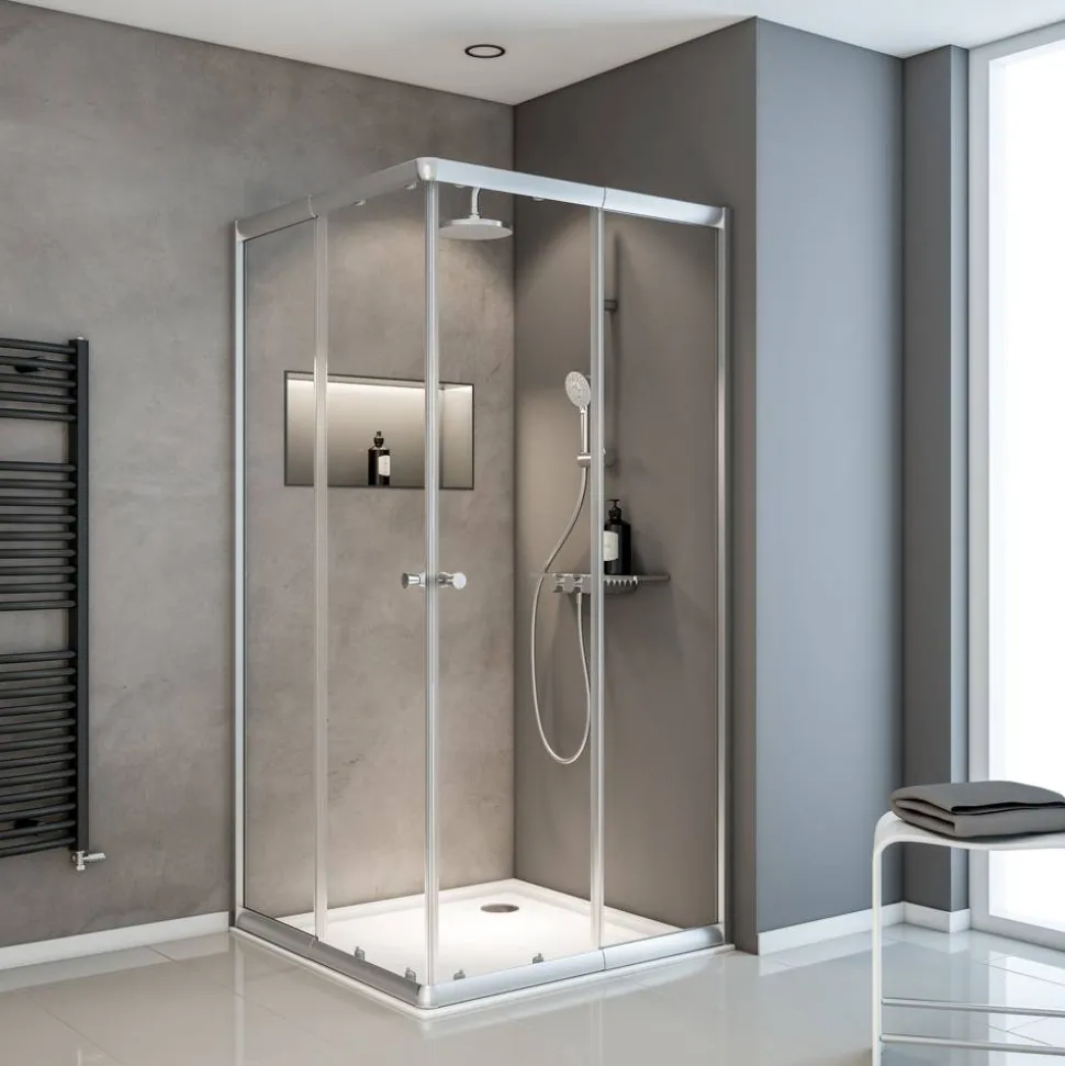 Eckdusche 'Sunny' klar silbern 75-90 x 75-90 x 180 cm vollgerahmt