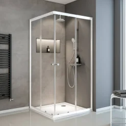 Eckdusche 'Sunny' klar weiß 75-90 x 75-90 x 180 cm vollgerahmt