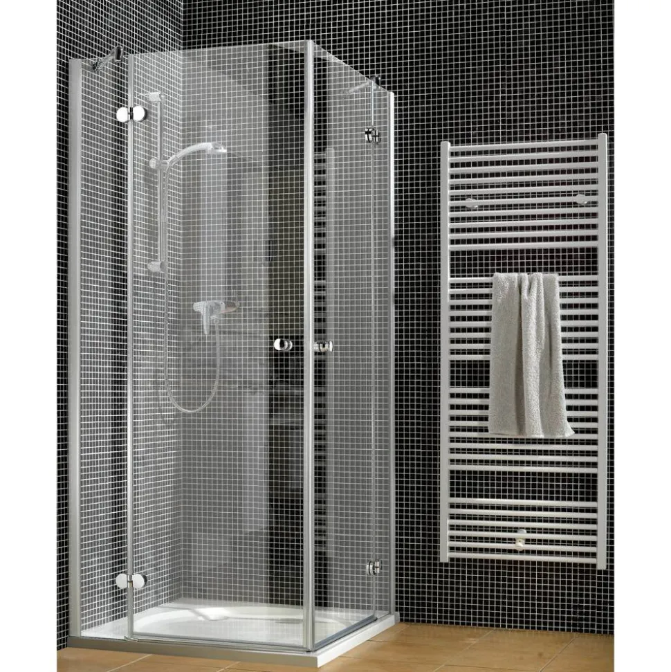 Eckdusche 'Winga' mit Drehtür, Antikalkbeschichtung 90 x 90 cm grau