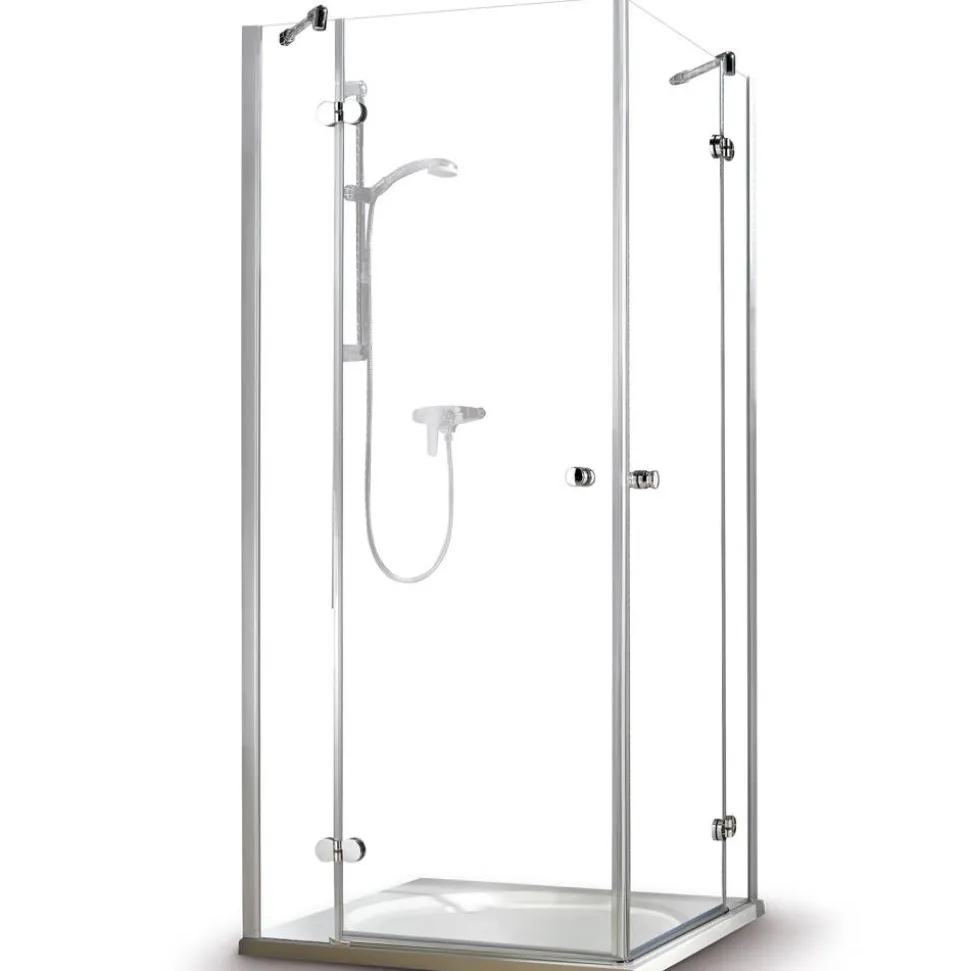 Eckdusche 'Winga' mit Drehtür, Antikalkbeschichtung 90 x 90 cm grau