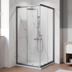 Eckeinstieg 'Ektos' mit Schiebetür grau 75 - 90 cm