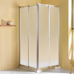 Eckeinstieg 'Fara 4' Schiebetür, 80 - 90 cm, silber, Kunststoffglas