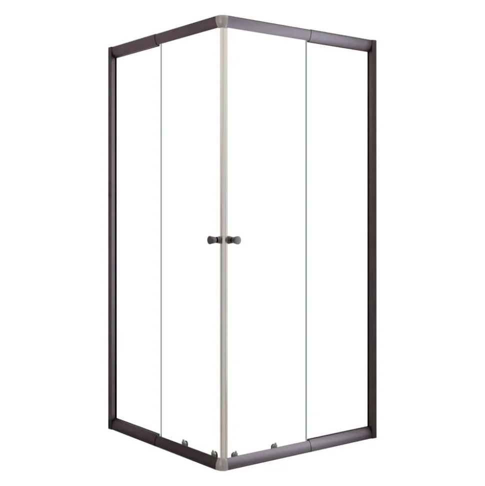 Eckeinstieg 'Sunny' grau mit Schiebetüren 75-90 x 75-90 x 180 cm