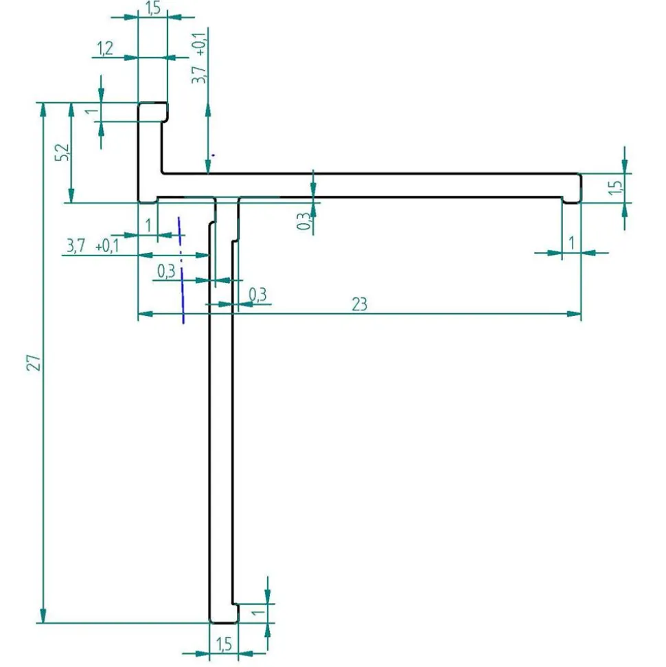 Eckprofil für Rückwandplatten, flächenbündig, alu silber matt, 2550 mm