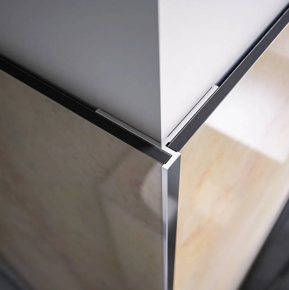 Eckprofil für Rückwandplatten, flächenbündig, alu silber matt, 2550 mm