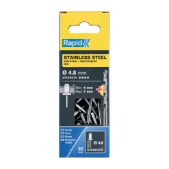 Edelstahl-Blindniete Ø 4,8 x 10 mm 50 Stück inkl. Bohrer