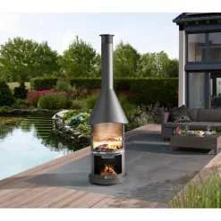 Edelstahl-Grillkamin 'Auckland' dunkelgrau Ø 65 x 39 cm
