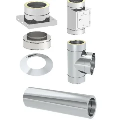 Edelstahl-Schornstein-Grundset 'Zitec-Eco' DW Ø 150 mm mit Wanddurchführung 1000 mm