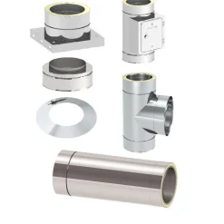 Edelstahl-Schornstein-Grundset 'Zitec-Eco' DW Ø 130 mm mit Wanddurchführung 500 mm