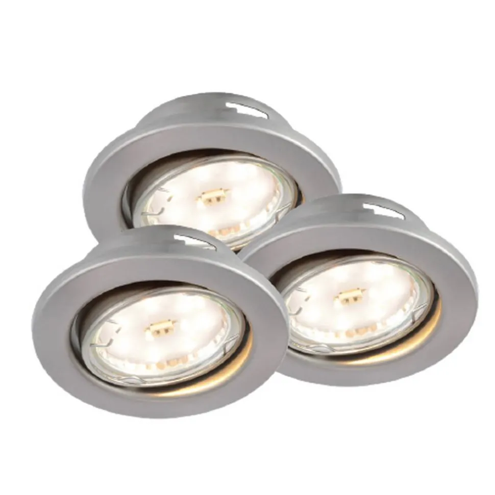 Einbauleuchten-Set nickelfarben matt 5 W 3-teilig