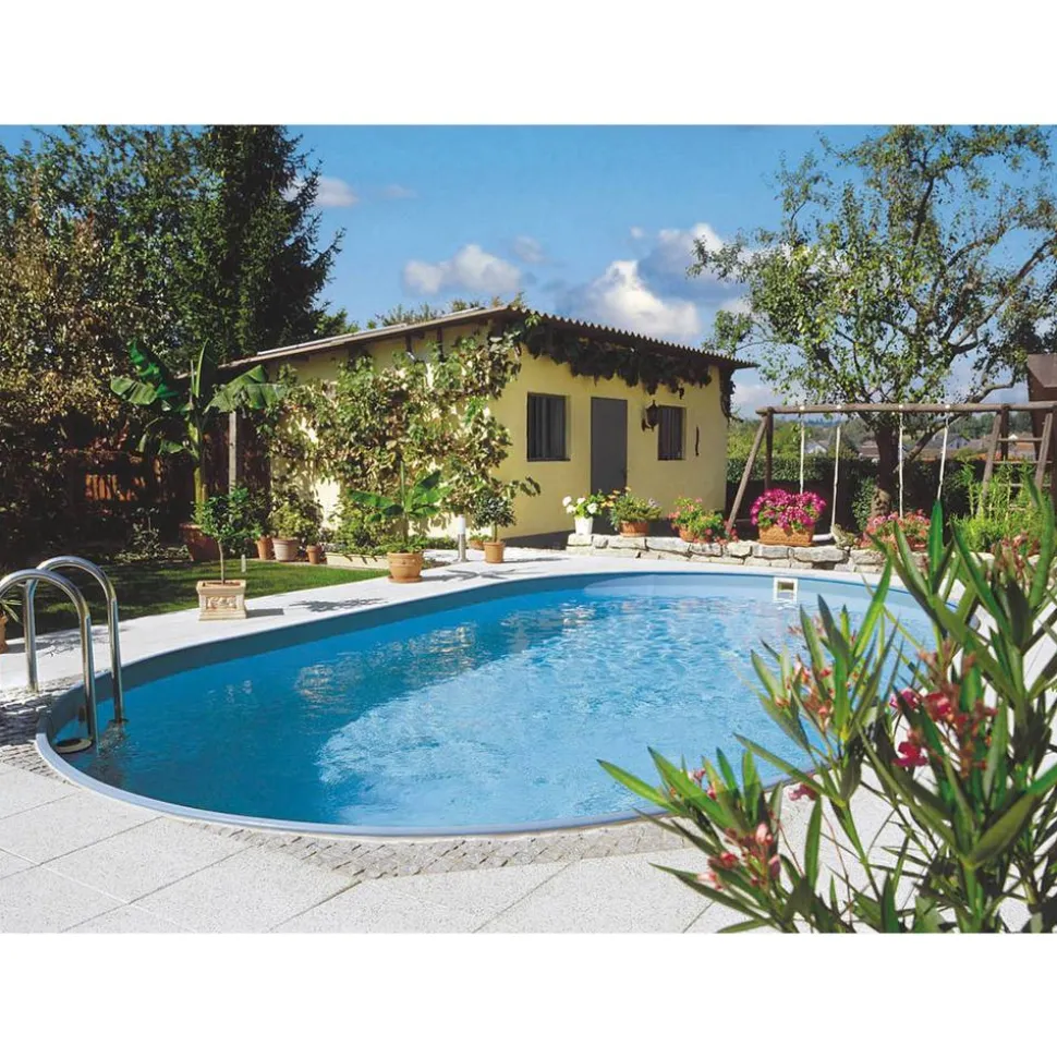 Einbaupool-Set 'Exklusiv 8' blau/weiß 800 x 420 x 150 cm
