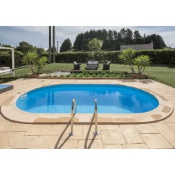 Einbaupool-Set 'Madagascar' blau/weiß oval 600 x 320 x 150 cm