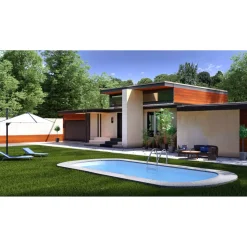 Einbaupool-Set 'Madagascar' blau/weiß oval 700 x 320 x 150 cm
