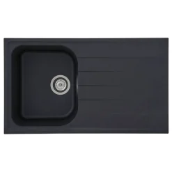 Einbauspüle 'Orlando' Massivgranit schwarz 86 x 50 cm