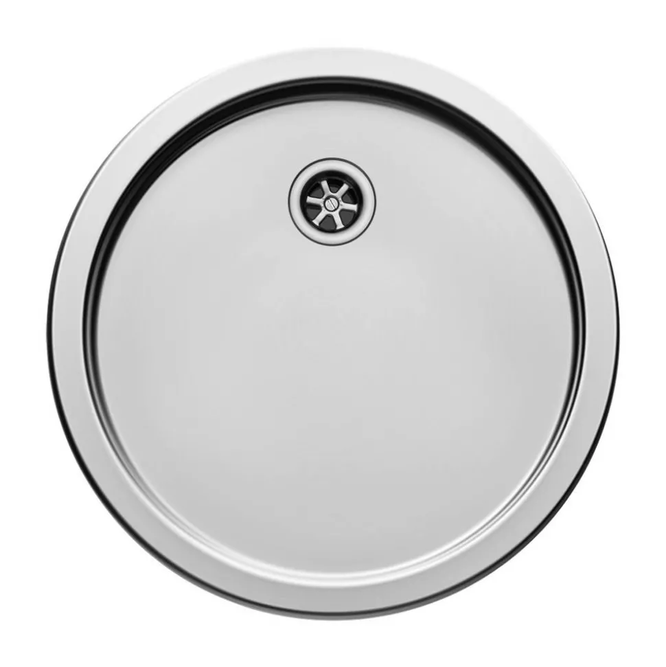 Einbau-Spülen-Set 'Round' Edelstahl Ø 38,5 cm mit Brett und Korb