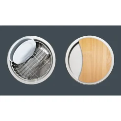 Einbau-Spülen-Set 'Round' Edelstahl Ø 38,5 cm mit Brett und Korb
