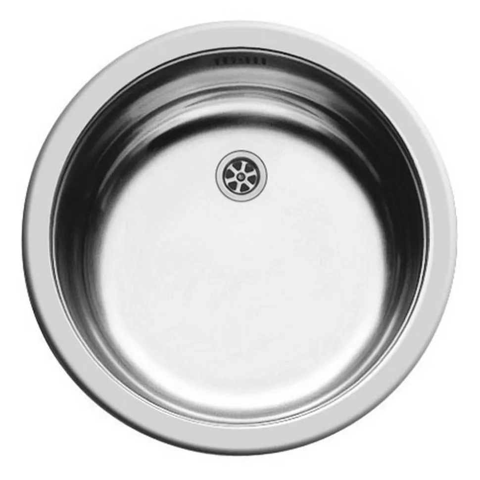 Einbau-Spülen-Set 'Round' Edelstahl Ø 38,5 cm mit Brett und Korb