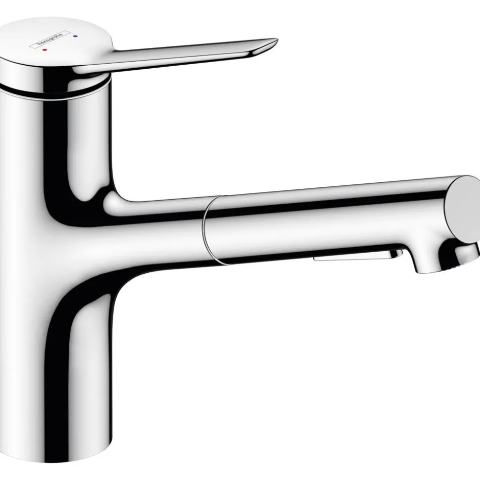 Einhebel-Küchenmischer 'Zesis M33 Eco 150' verchromt, mit Ausziehbrause