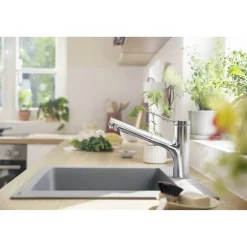 Einhebel-Küchenmischer 'Zesis M33 Eco 150' verchromt, mit Ausziehbrause