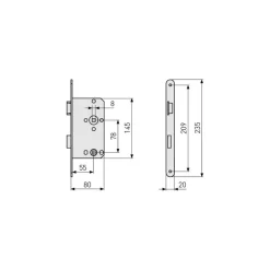 Einsteckschloss 'ES WC' links silber 55/78 mm