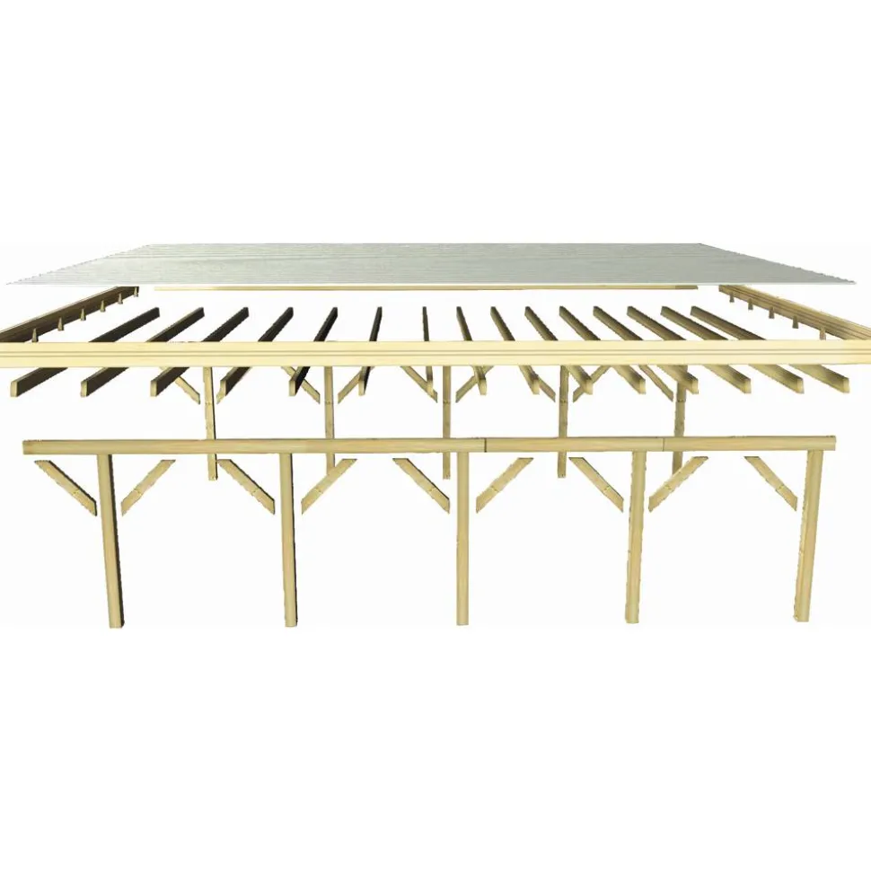 Einzelcarport 'Carlos 2' Kiefer PVC-Dach 670 x 318 x 234 cm