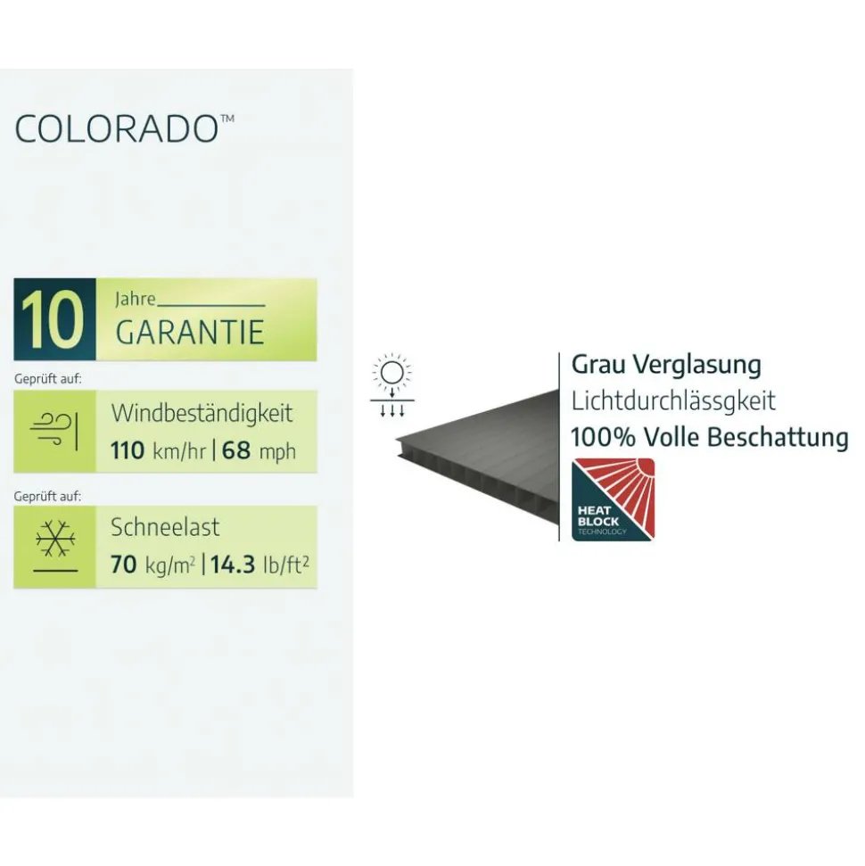 Einzelcarport 'Colorado' anthrazit 422 x 483 cm Polycarbonat grau