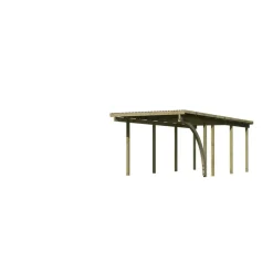 Einzelcarport 'Eco 2' 304 x 676 cm Kiefer KDI PVC-Dach, mit einem Einfahrtsbogen