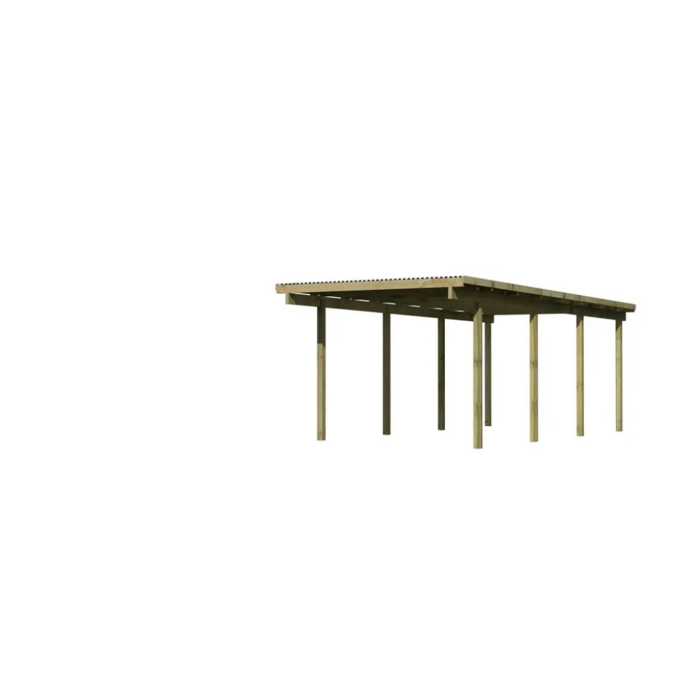 Einzelcarport 'Eco 2' 304 x 676 cm Kiefer KDI PVC-Dach